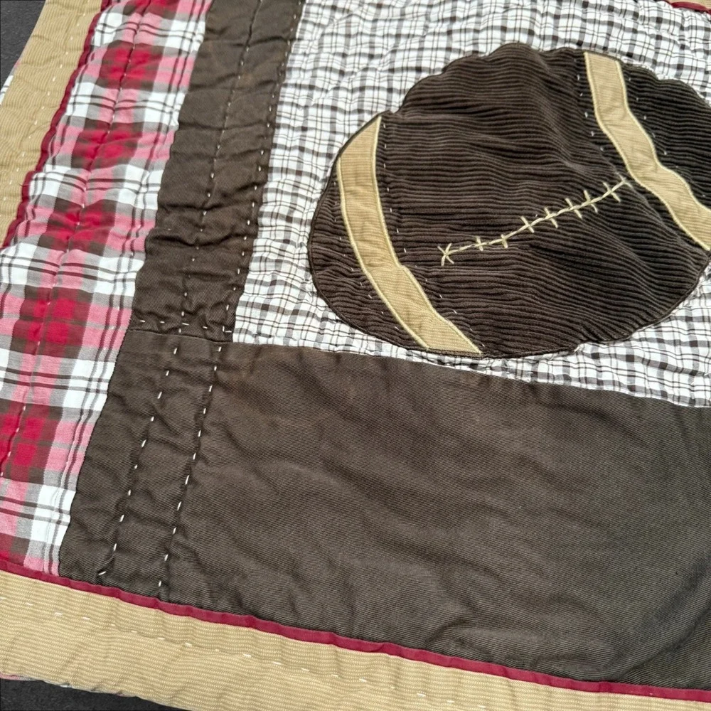 Pottery Barn Kids Twin Football Quilt and Sham Set  Sports Varsity